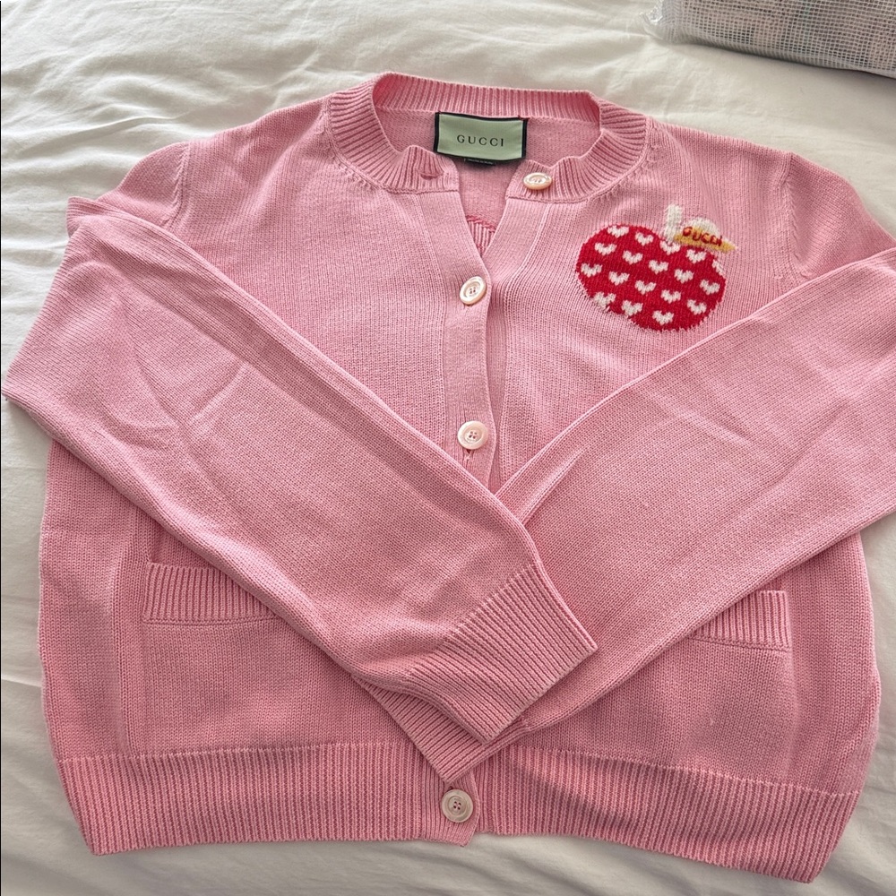 Gucci Pink Heart Motif Women's Cardigan